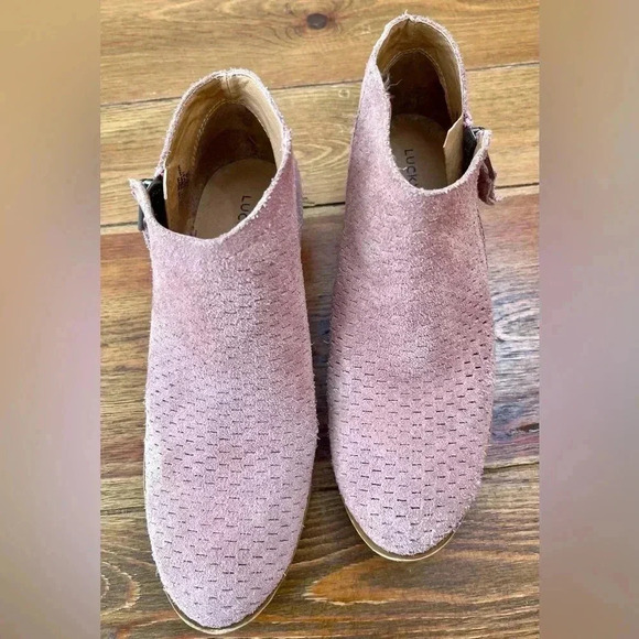 Lucky Brand | Dusty Pink Suede | Ankle Boots | Western, Size 6.5 - Picture 4 of 6
